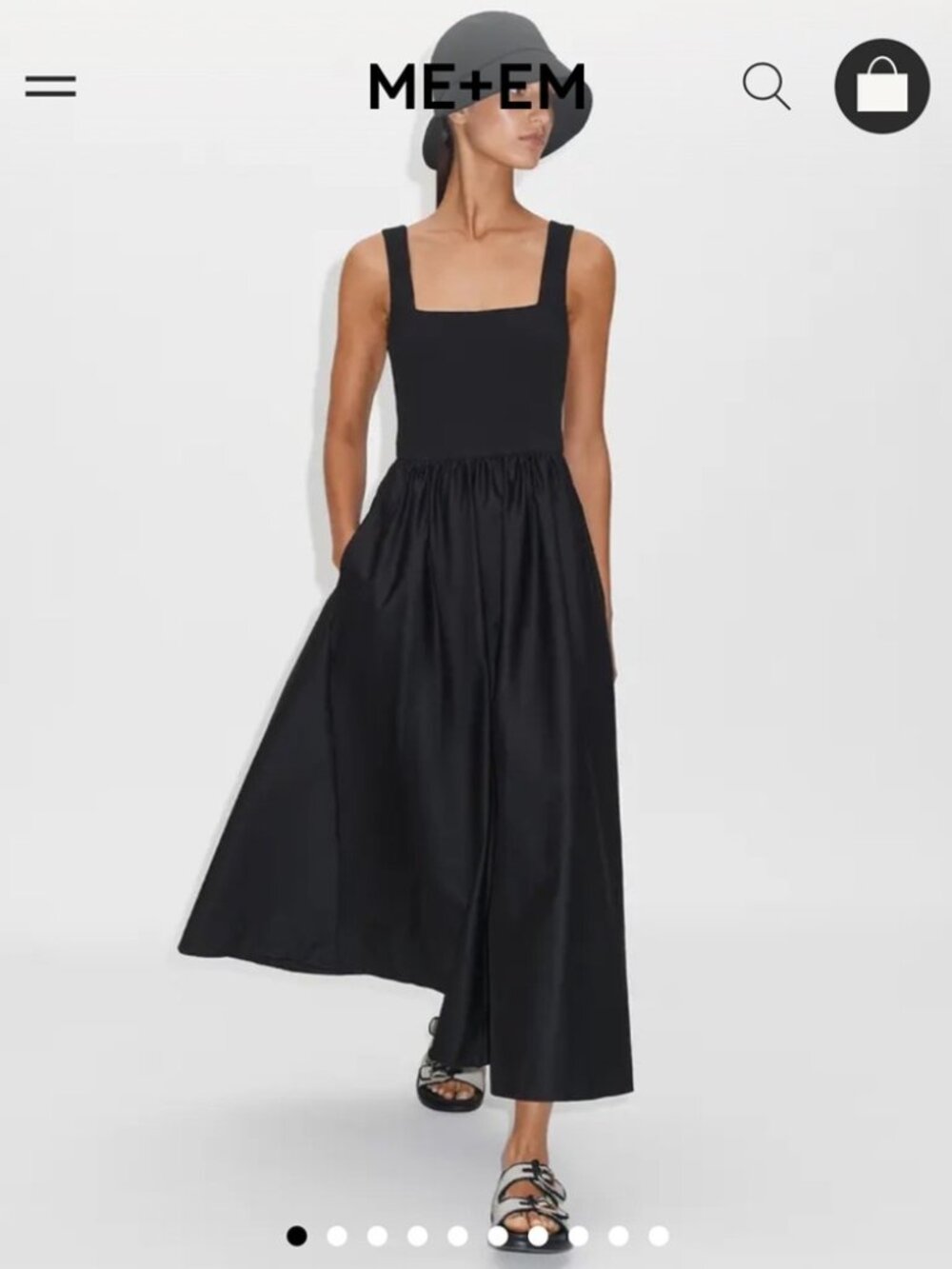 ME+EM Black Square-Neck Midi Dress - Picture 9 of 9